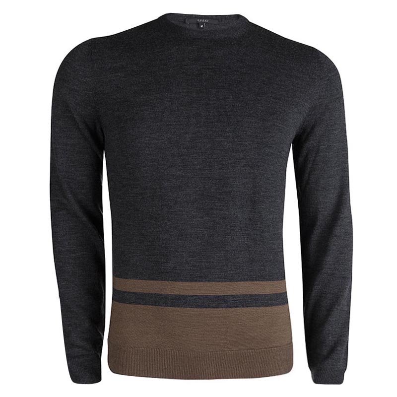 Gucci Grey Wool Crew Neck Sweater M