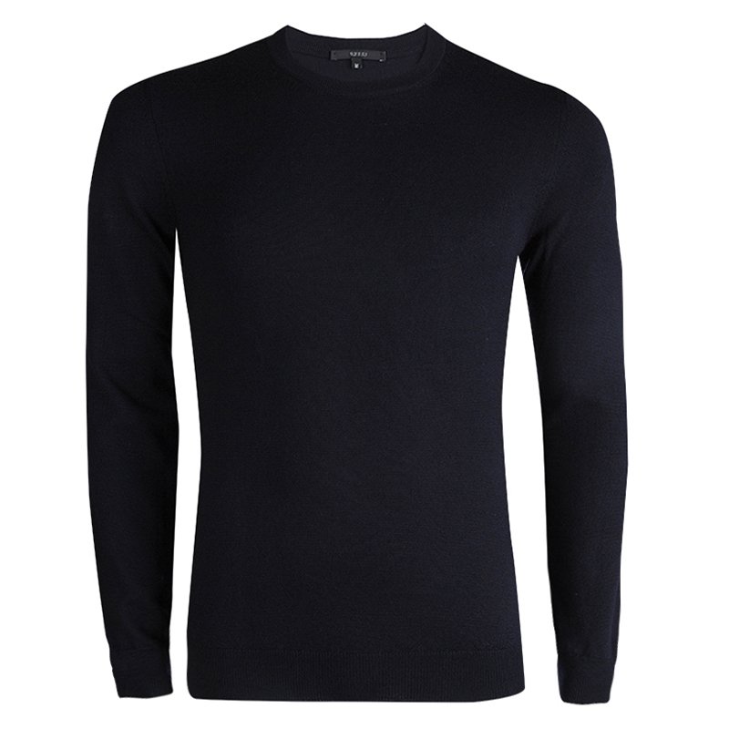 Gucci Navy Blue Wool Crew Neck Sweater M