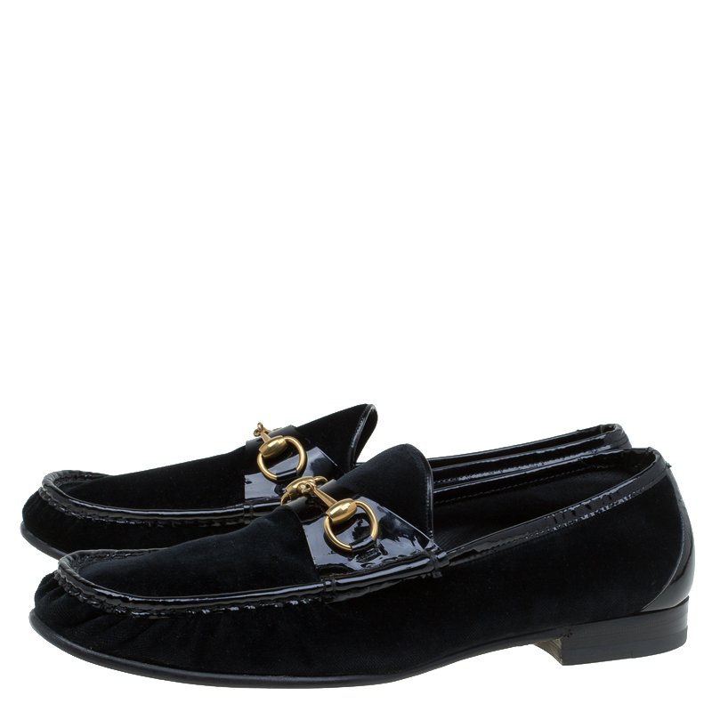 mens gucci black velvet loafers