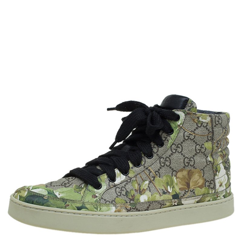 Gucci Beige and Green Blooms Printed GG 