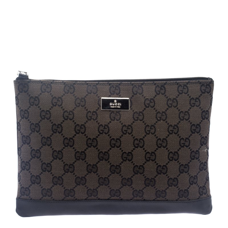Pre Owned Gucci Dark Brown GG Canvas Vintage Pouch