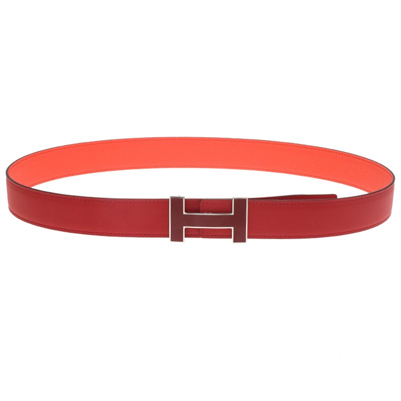 Hermes Red Leather H Logo Constance Reversible Belt 80 CM Hermes | TLC