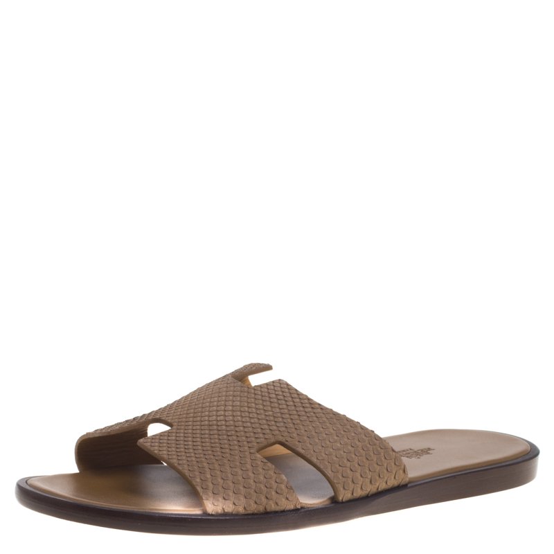 Hermes Beige Python Izmir Sandals Size 43.5