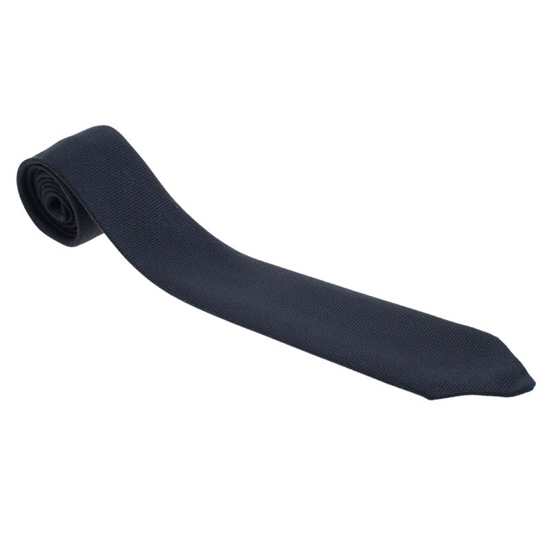 Pre Owned Hermes Black Silk Tie