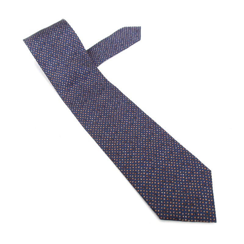 Hermes Blue Polka Dot Printed Silk Tie