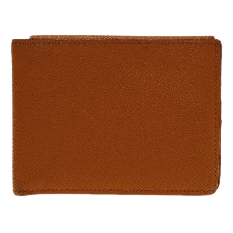 Hermes Orange Leather Bi-Fold Wallet 