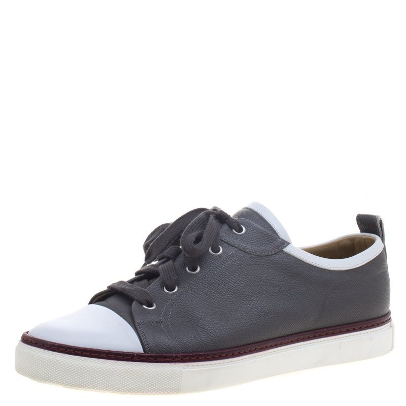 Hermes Two Tone Leather Inside Lace Up Sneakers Size 43
