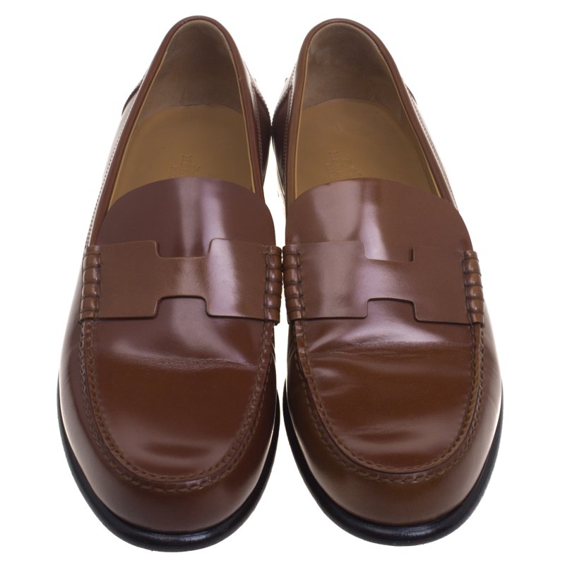 Hermes Brown Leather Kennedy Loafers Size 43 Hermes | TLC