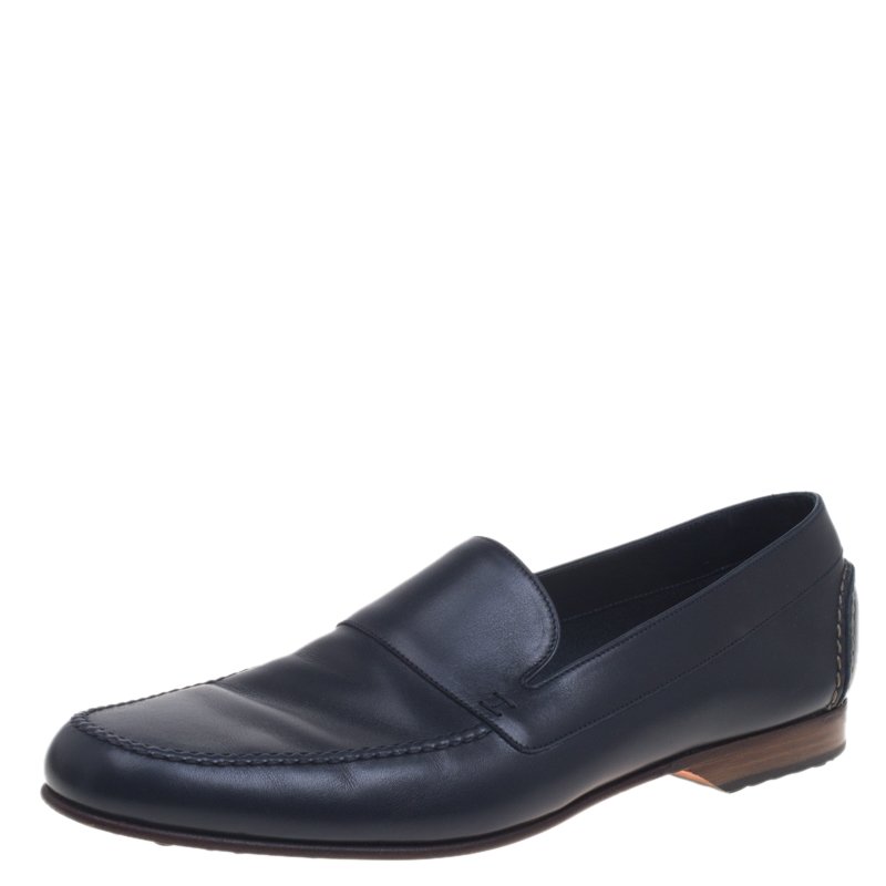 Hermes Oxford Blue Leather Keep Moccasins Size 43