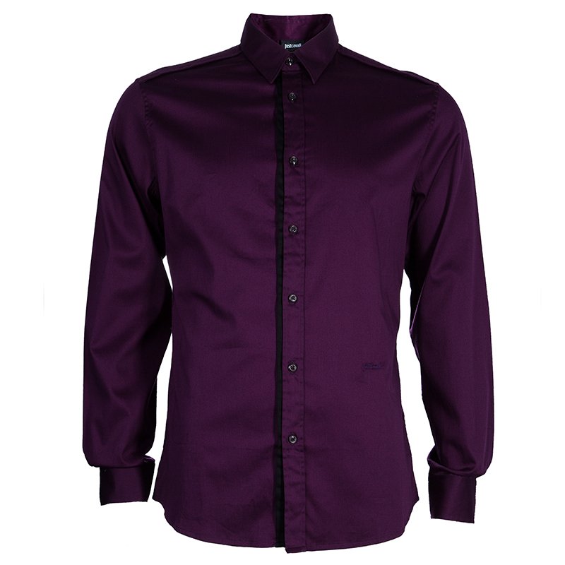 Pre Owned Just Cavalli Men's Purple Cotton Shirt L