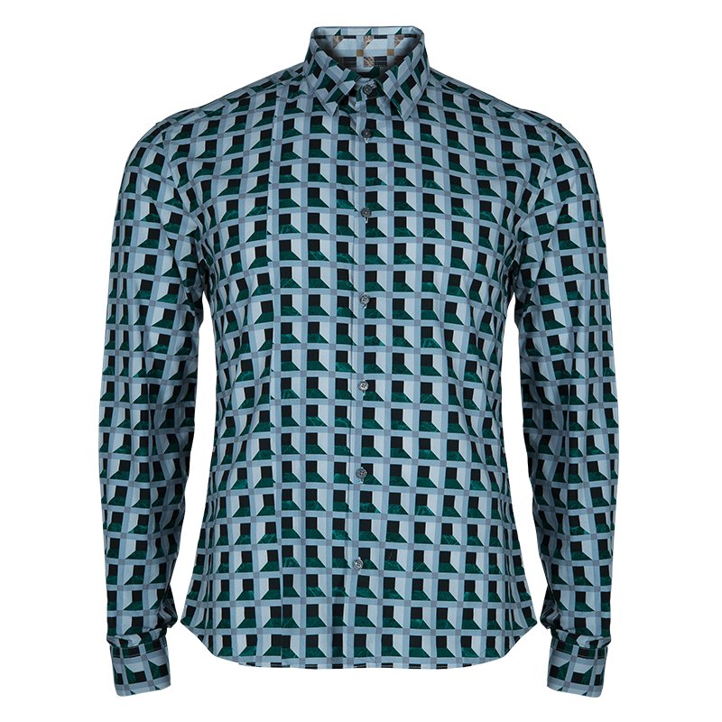 Pre Owned Kenzo Men's Multicolor Print Shirt M