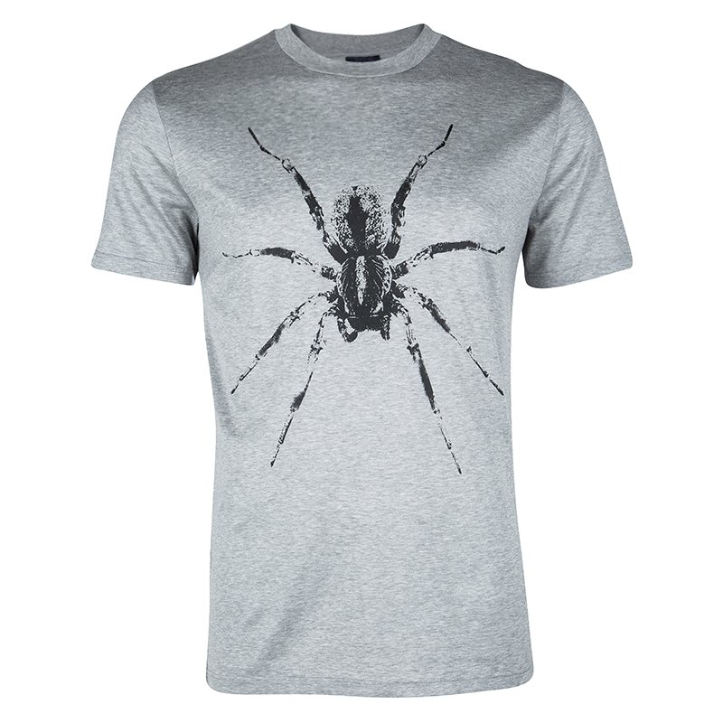 Pre Owned Lanvin Printed Grey Jersey Tarantula Print Crew Neck T-Shirt L
