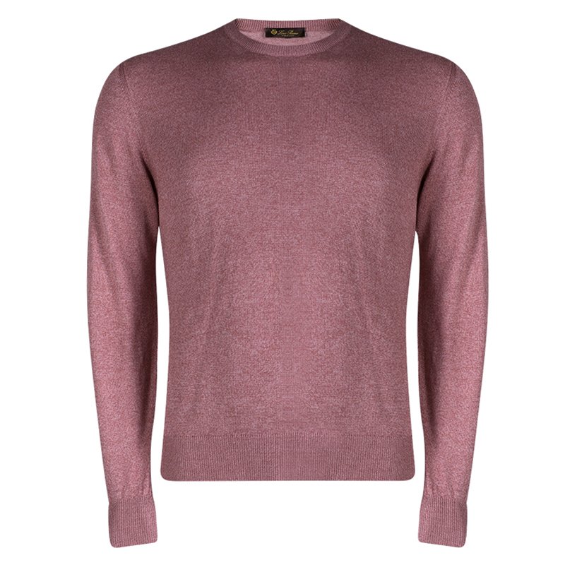 Pre Owned Loro Piana Pastel Pink Silk Knit Crewneck Sweater S