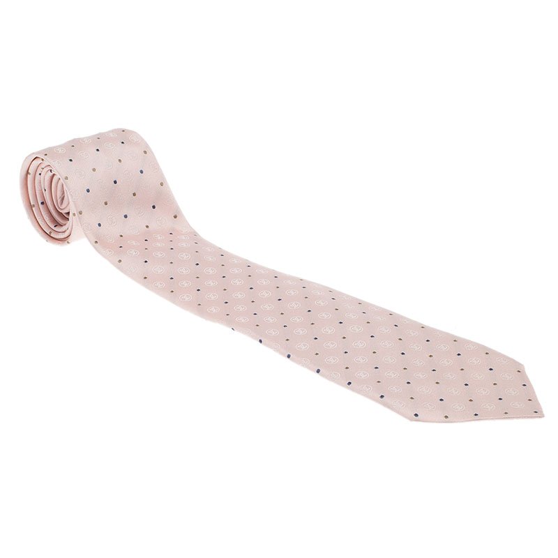 Louis Vuitton Pink Silk LV Circle Dots Tie
