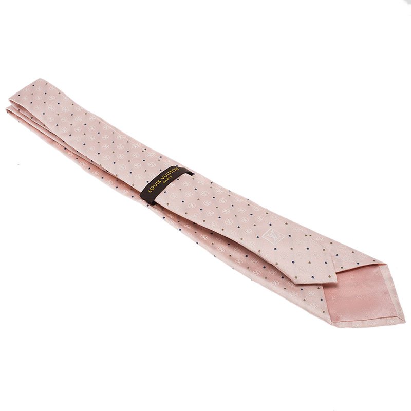 Louis Vuitton Pink Silk LV Circle Dots Tie