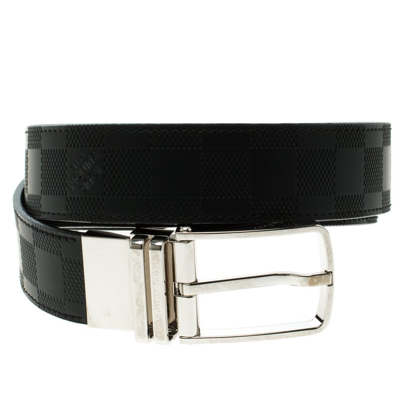 Louis Vuitton Black Damier Embossed Leather Reversible Boston Belt 95CM Louis  Vuitton