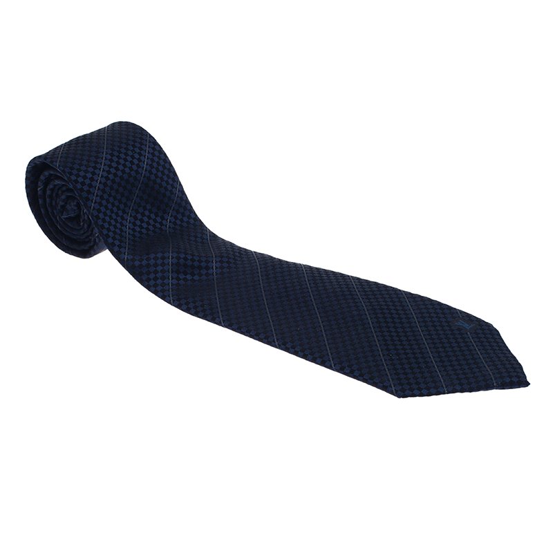 Louis Vuitton Blue Petit Damier Striped Tie