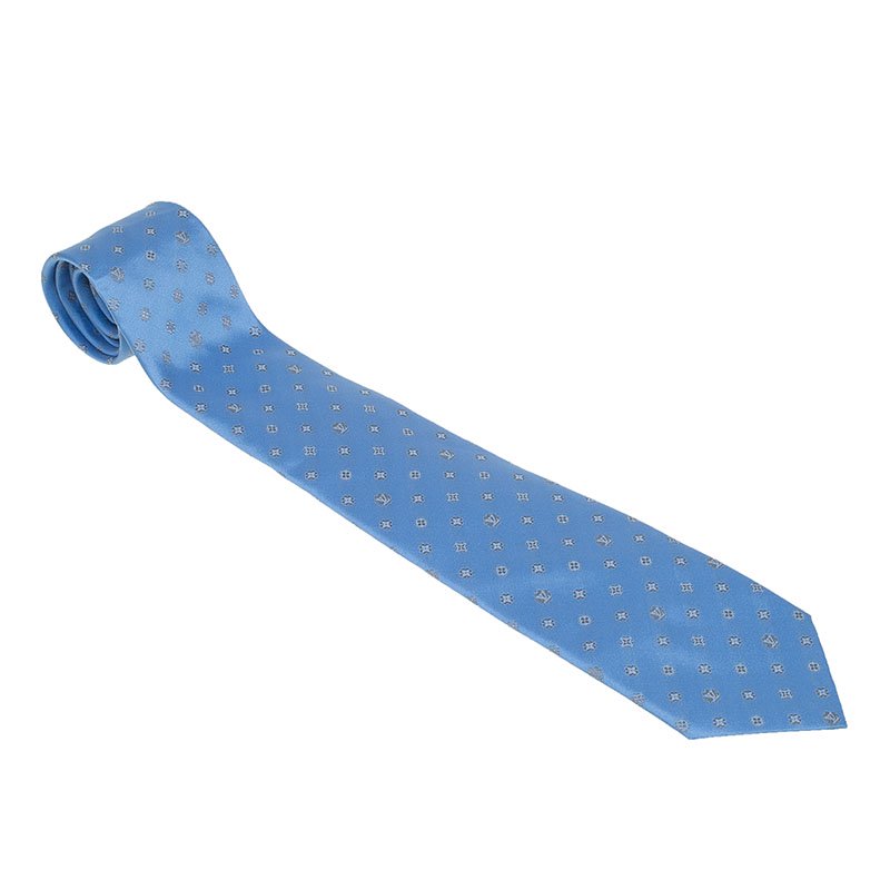 Louis Vuitton Blue Monogram Clover Silk Tie