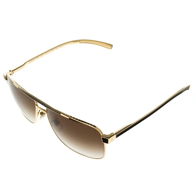 Louis Vuitton Z2051U LV First Squared Pilot Sunglasses , Gold, One Size