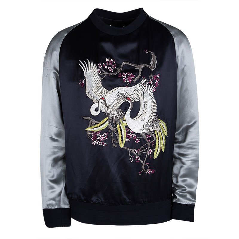 Louis Vuitton Spring 2016 Colorblock Crane Embroidered Sweatshirt XXL
