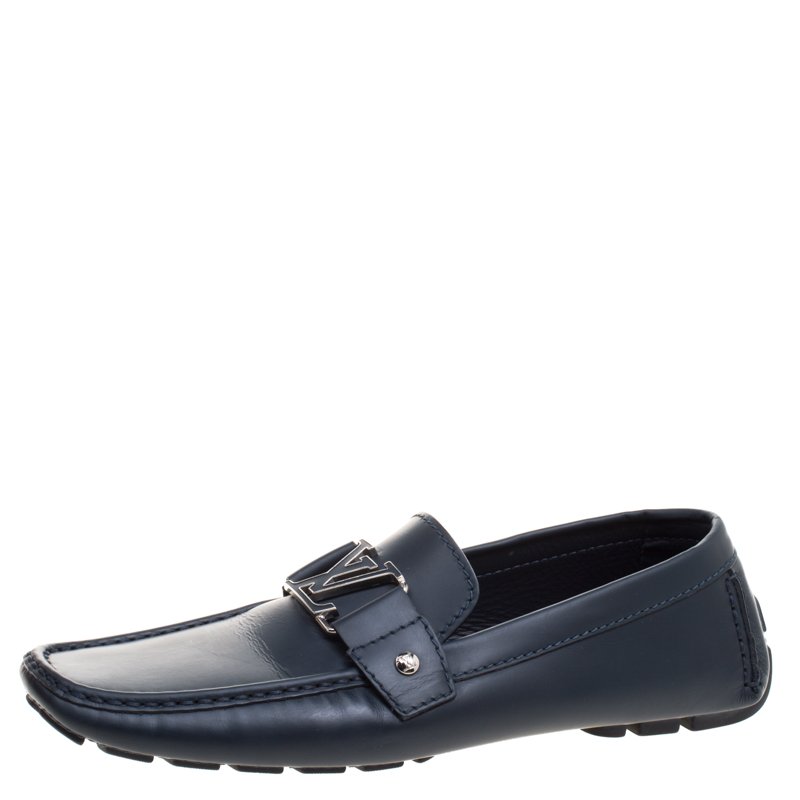 Louis Vuitton Blue Leather Monte Carlo Loafers Size 43