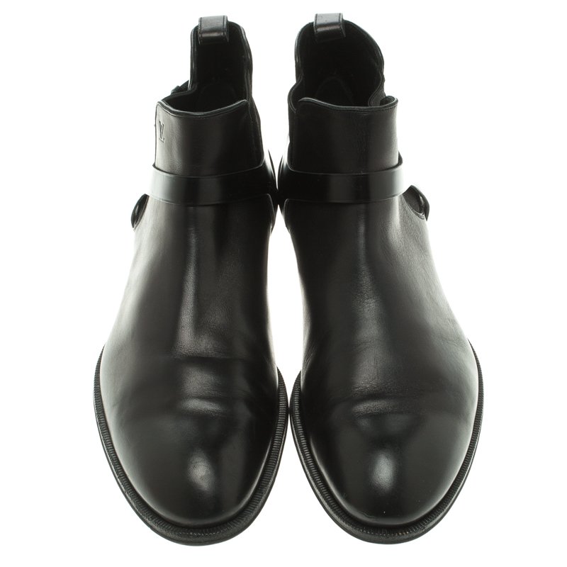 Louis Vuitton Black Leather Greenwich Ankle Boots Size 42.5 at 1stDibs