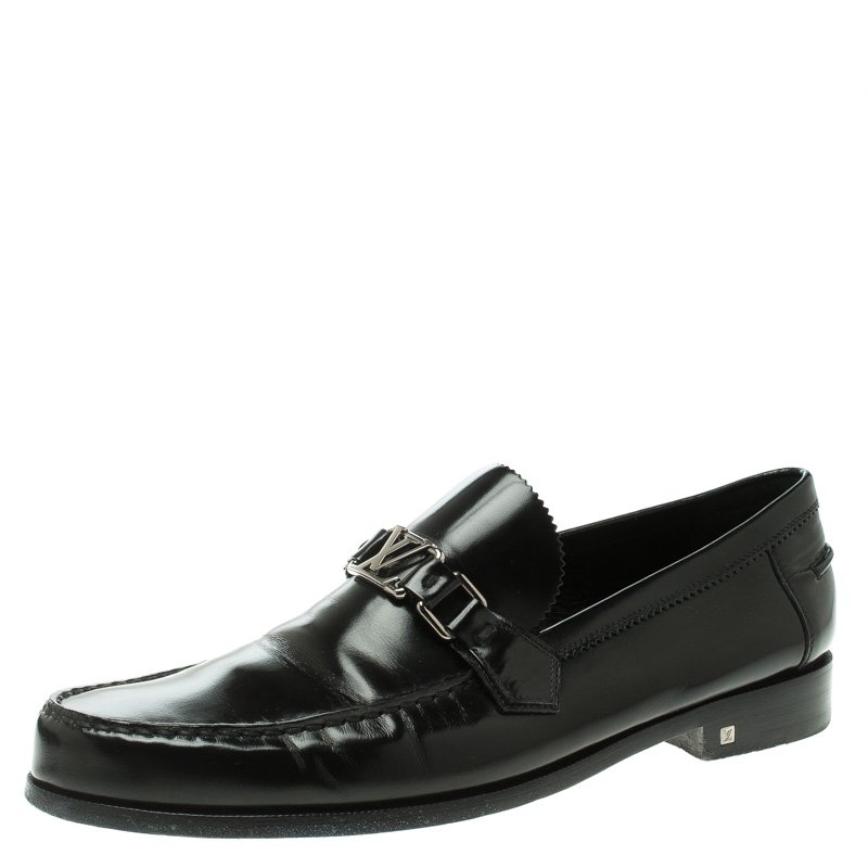 مملوكة مسبقًا حذاء لوفرز لوي فيتون ميجور جلد أسود مقاس 45.5