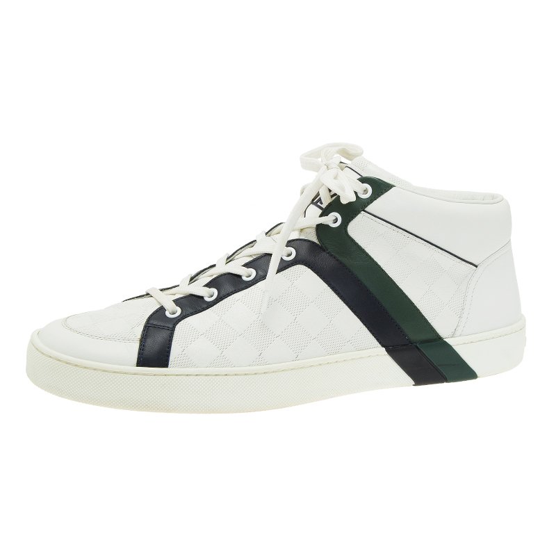 Louis Vuitton White Damier Leather High Top Sneakers Size 43.5