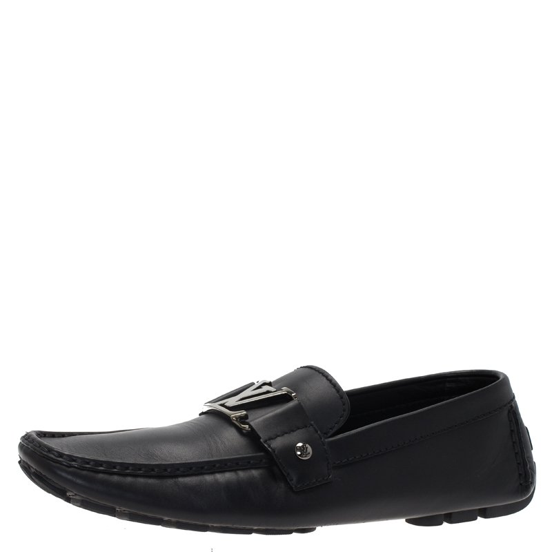 Louis Vuitton Black Leather Monte Carlo Loafers Size 42
