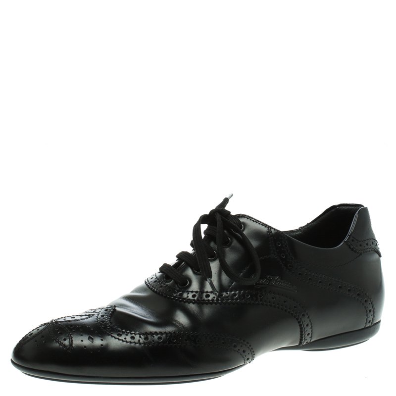 Louis Vuitton Black Brogue Leather Explorer Sneakers Size 41.5