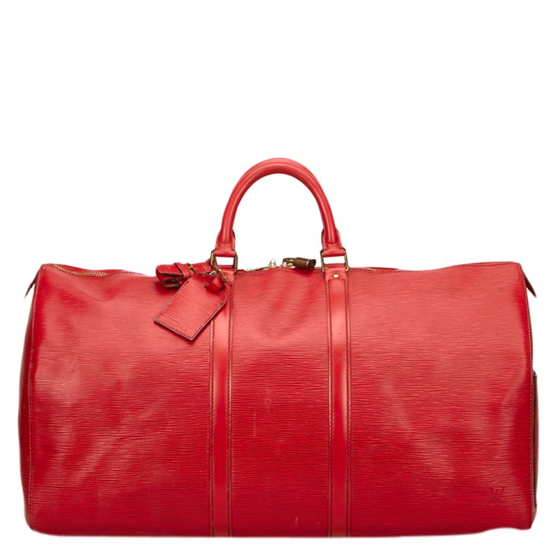 Louis Vuitton Red Epi Leather Keepall 55