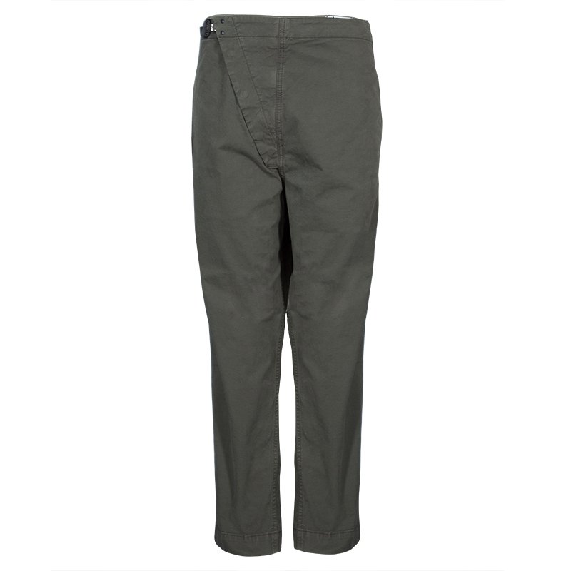 مملوكة مسبقًا McQ by Alexander McQueen Olive Green Leather Buckle Utility Pants S