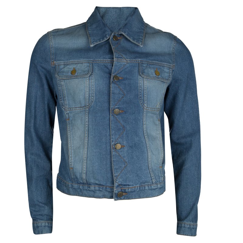 Pre Owned McQ By Alexander McQueen Faded Indigo Distressed Denim Jacket M