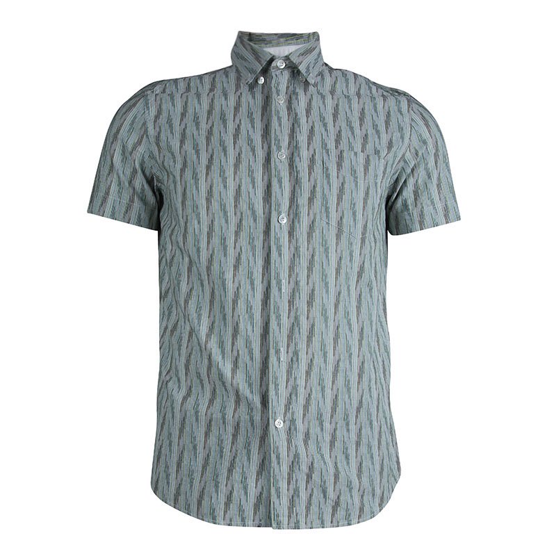 Pre Owned Missoni Multicolor Printed Short Sleeve Button Front Cotton Shirt XL