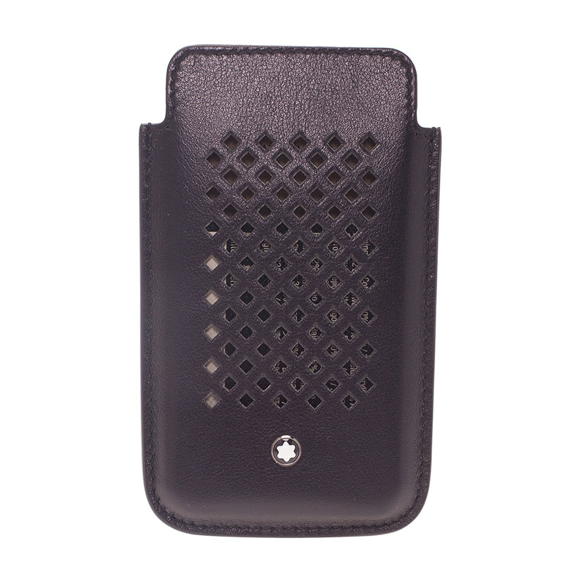 Pre Owned Montblanc Black Perforated Leather Meisterstuck iPhone 4/4S Case