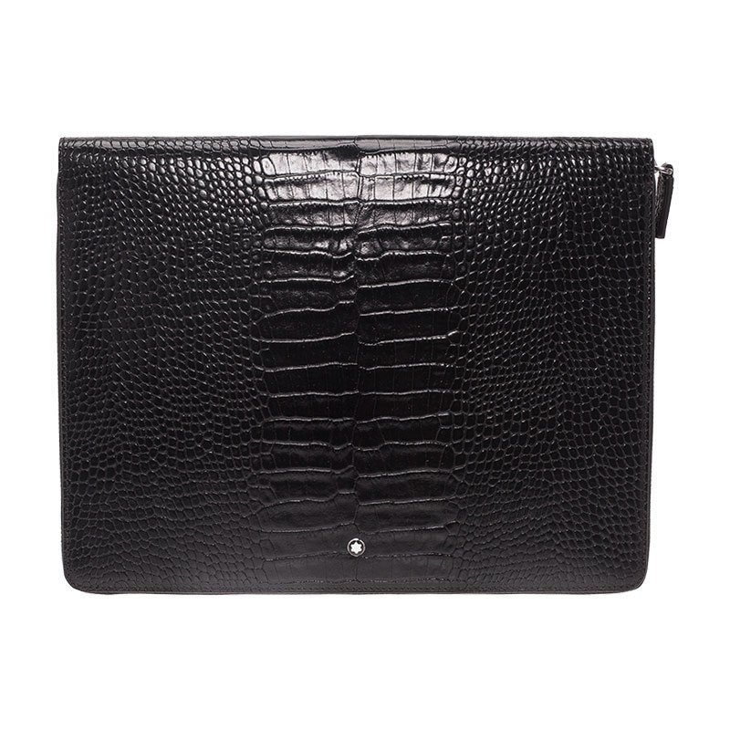 Montblanc Black Croc Embossed Leather Meisterstuck iPad Case Montblanc ...