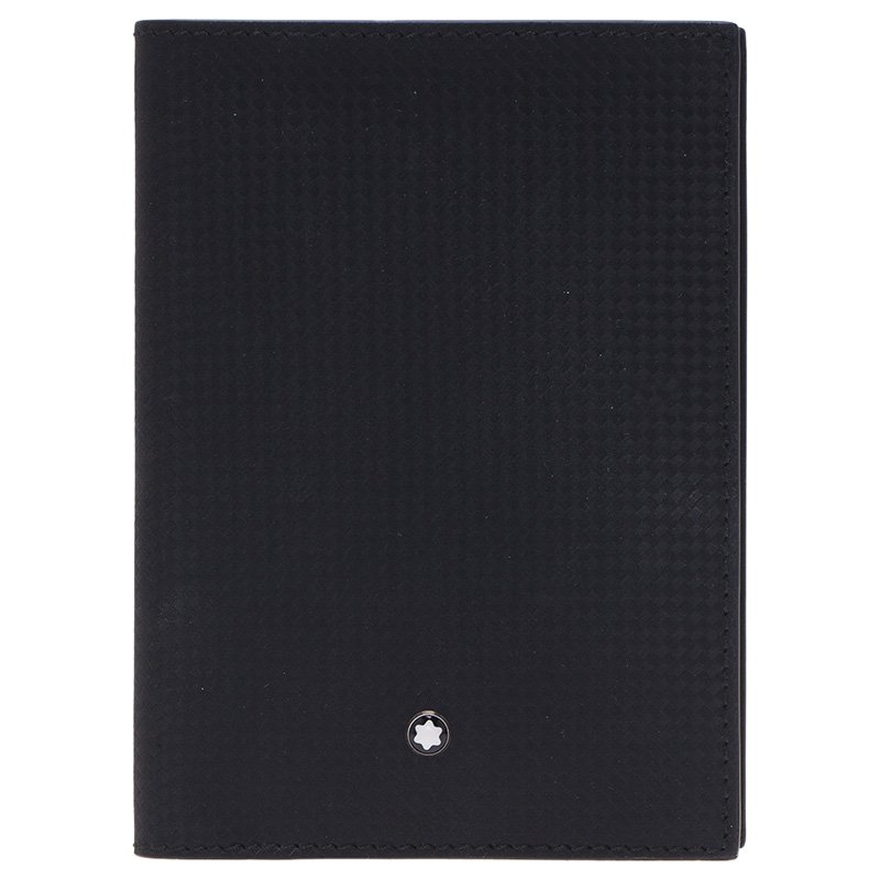 Pre Owned محفظة باسبور مون بلان جلد أسود بنقشة نسيجية