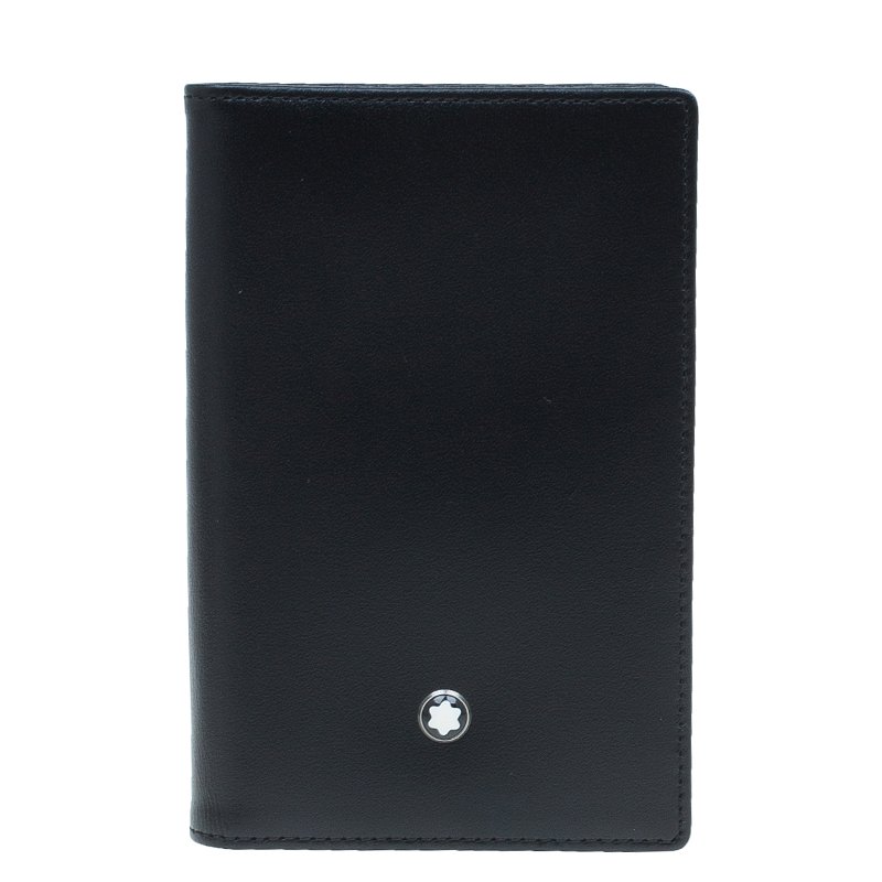مملوكة مسبقًا محفظة بطاقات مون بلان جلد أسود