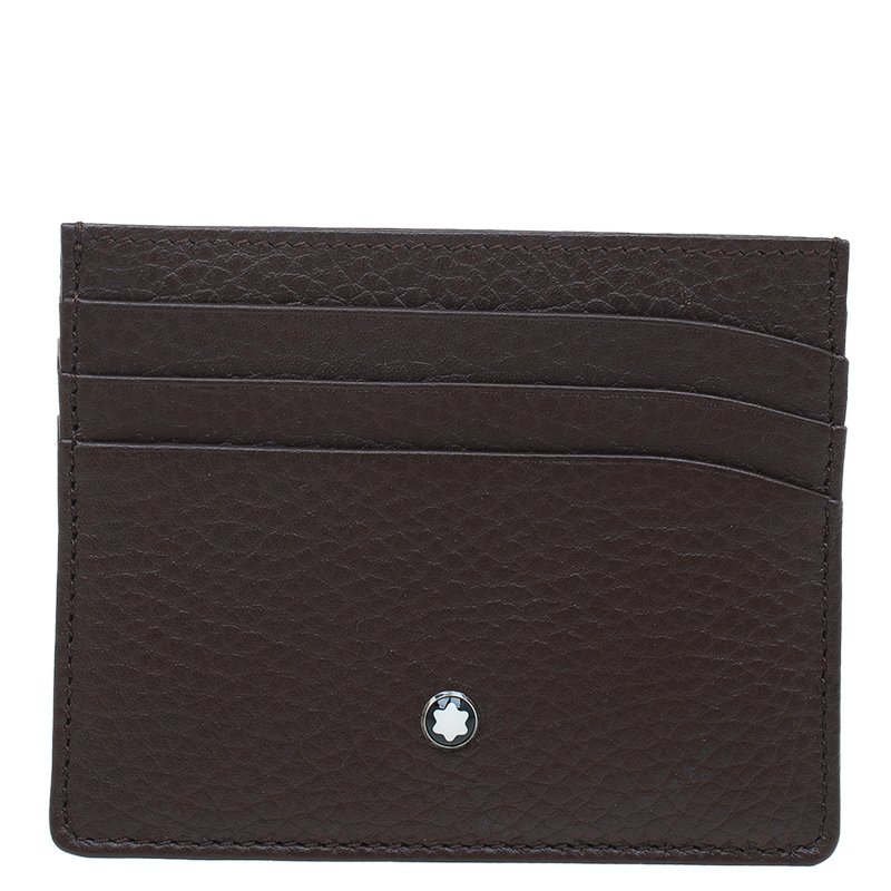 Pre Owned محفظة بطاقات مون بلان جلد بني