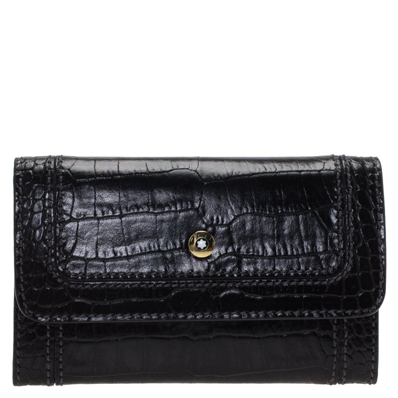 Montblanc Black Croc Embossed La Vie De Boheme Coin Case