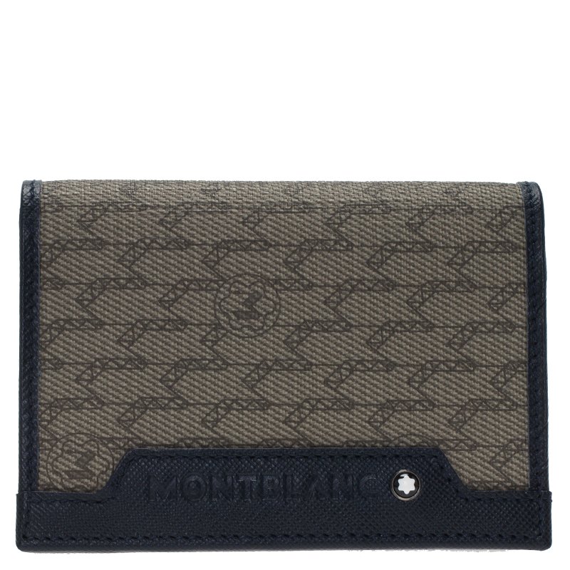 Montblanc Blue Coated Canvas and Leather Signature Card Holder