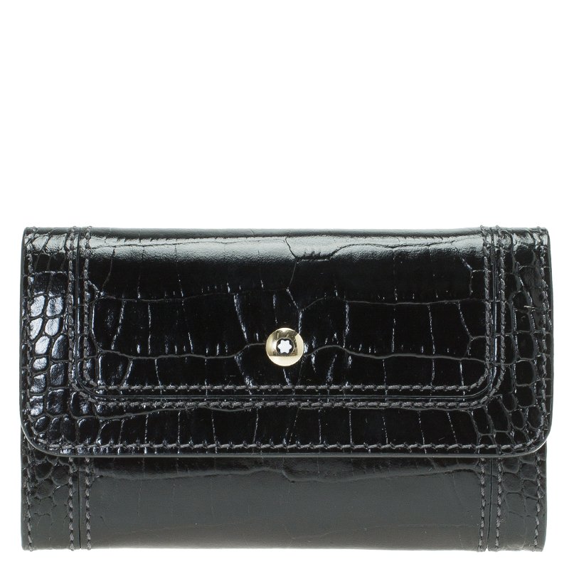 Montblanc Black Croc Embossed La Vie De Boheme Card Case