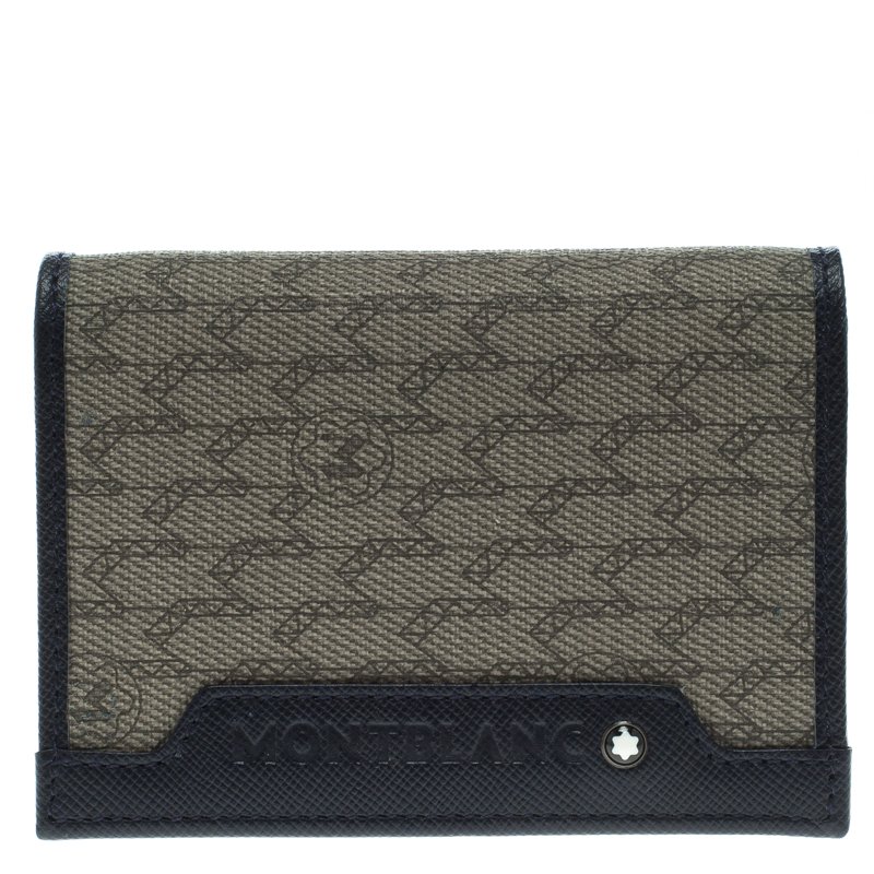 Montblanc Blue Coated Canvas and Leather Signature Card Holder