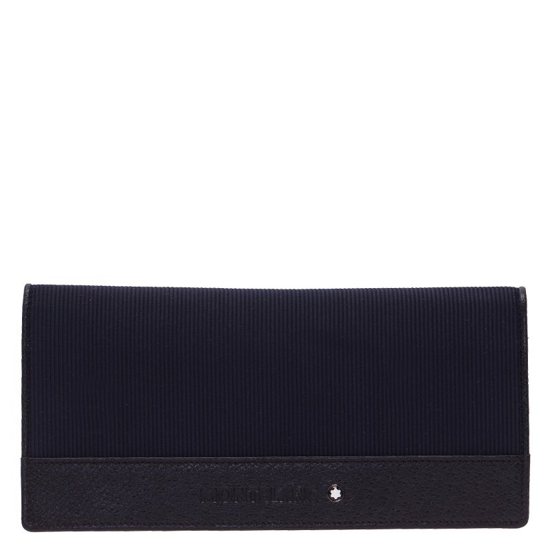Pre Owned Montblanc Navy Blue Leather Night Flight Wallet