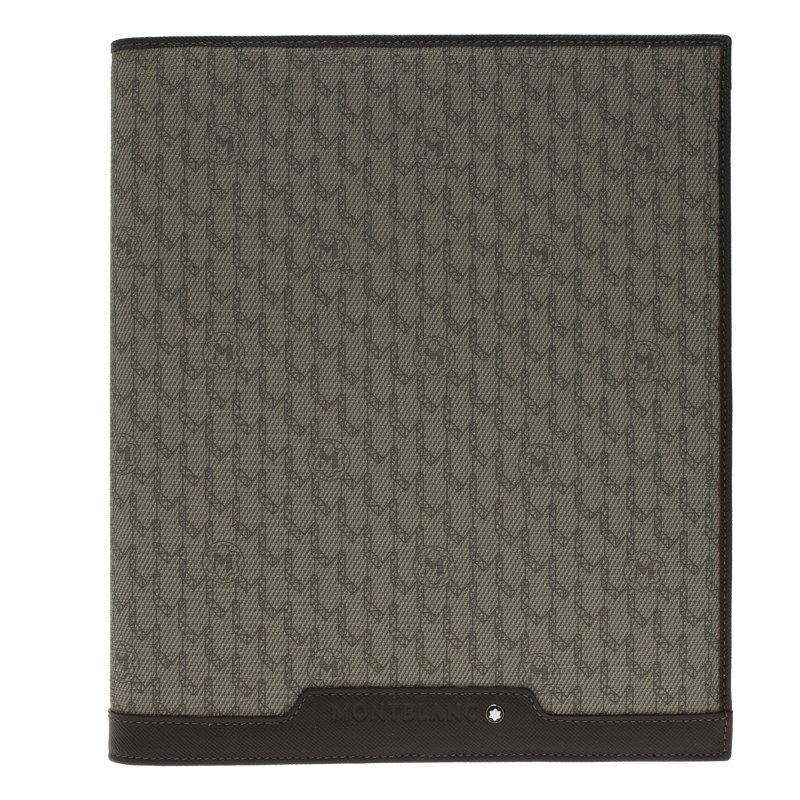 Pre Owned Montblanc Brown Leather and Monogram Canvas Notebook