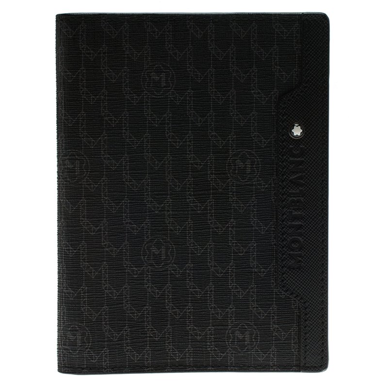Montblanc Black Leather and Signature Canvas Passport Holder 