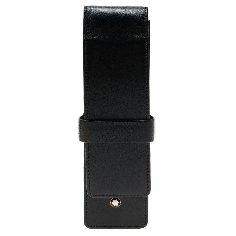 Pre Owned Montblanc Black Meisterstuck Leather Double-Pen Pouch