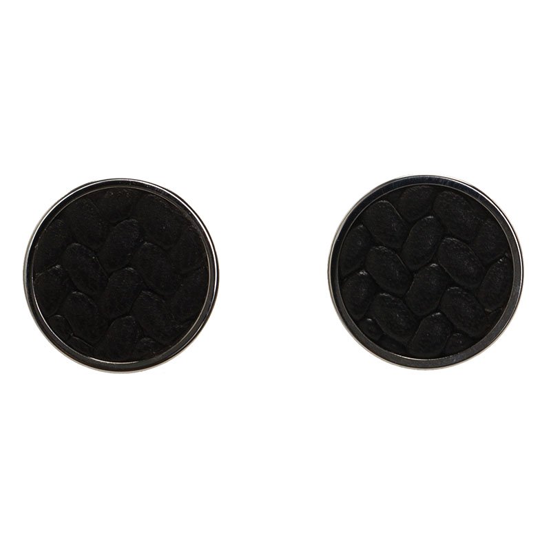 Pre Owned Montblanc Monograin Brown Leather Inlay Steel Cufflinks