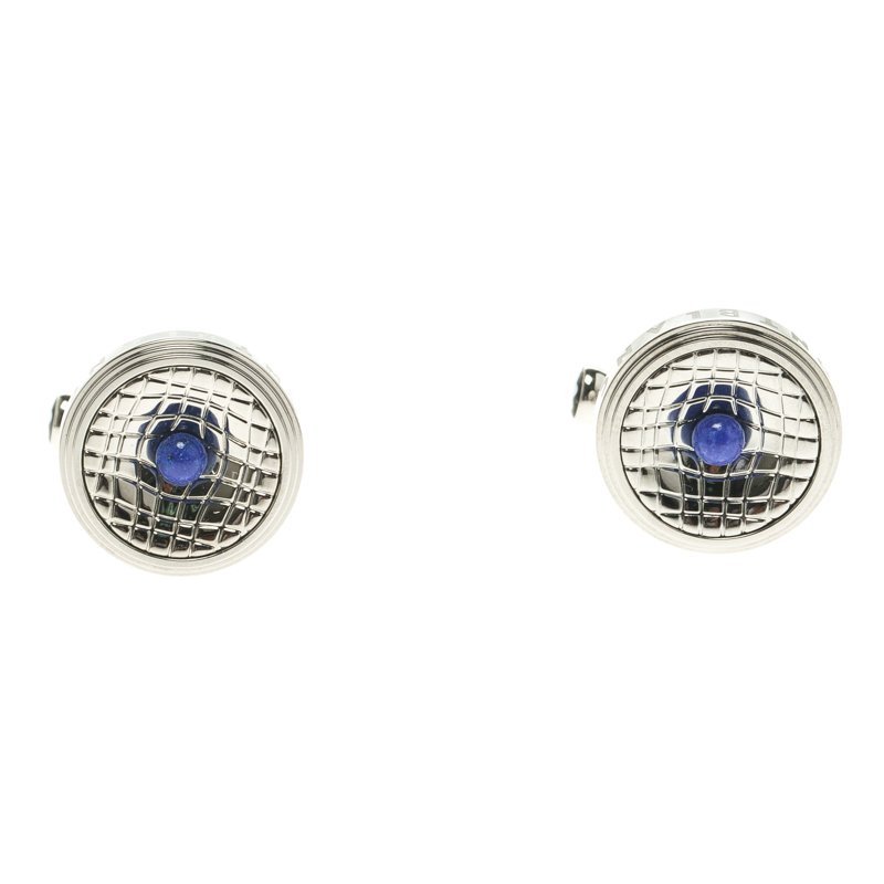 Pre Owned Montblanc Stainless Steel Lapis Lazuli Cabochon Men's Cufflinks