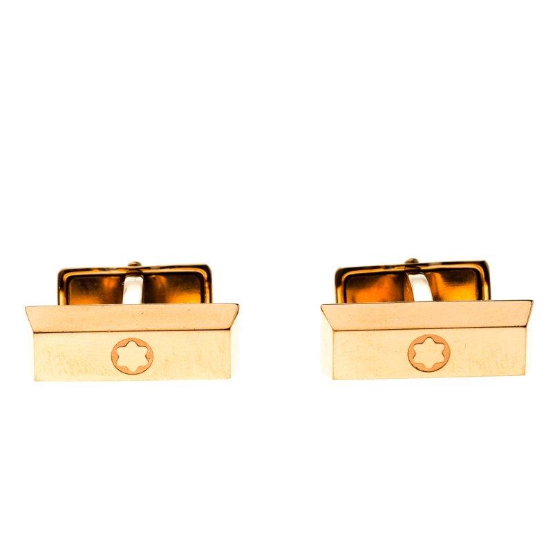 Pre Owned Montblanc Rose Gold Tone Classic Bar Cufflinks